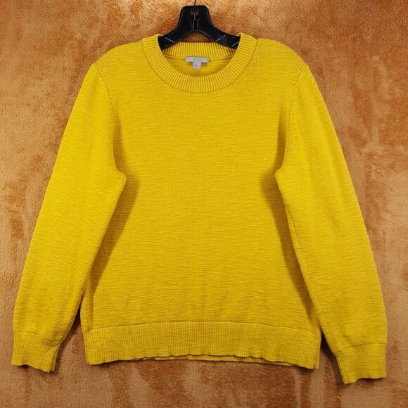 COS Sweater Womens Large Mustard Yellow Pullover Crew Wool Blend - Picture 1 of 7